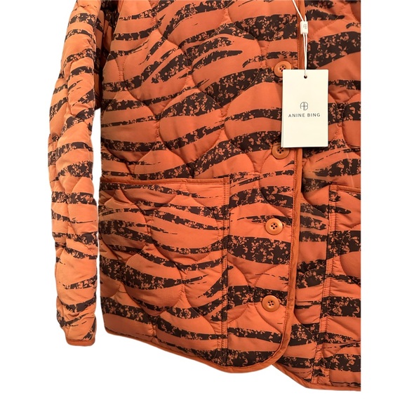 NWT Anine Bing Andy Bomber Quilted Jacket Color Rust Zebra Size XS - Picture 11 of 16